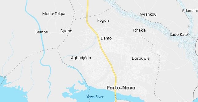 Map of Benin Porto Novo in English