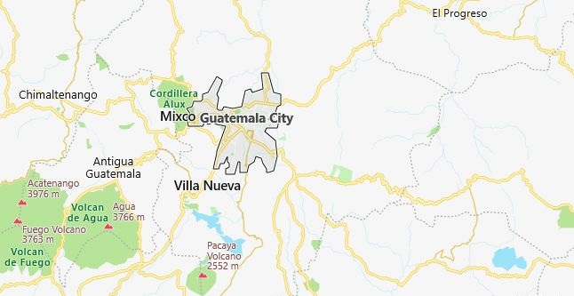 Map of Guatemala Guatemala City in English