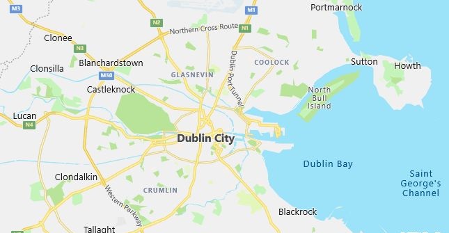 Map of Ireland Dublin in English