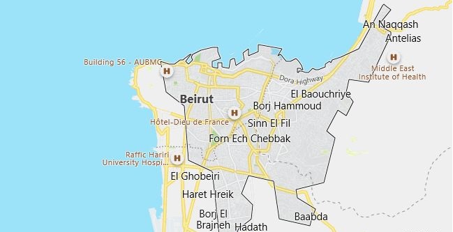 Map of Lebanon Beirut in English