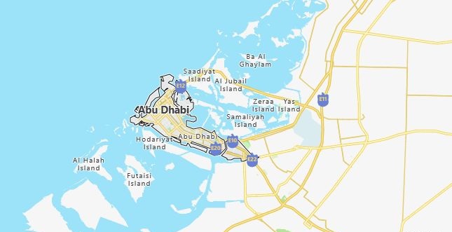 Map of United Arab Emirates Abu Dhabi in English