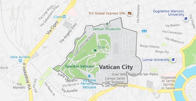 Map of Vatican City in English